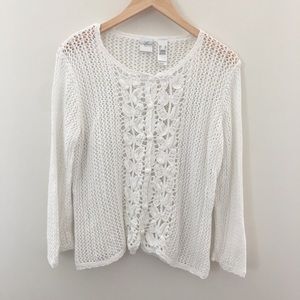Emma James Crochet X-Large Sweater White